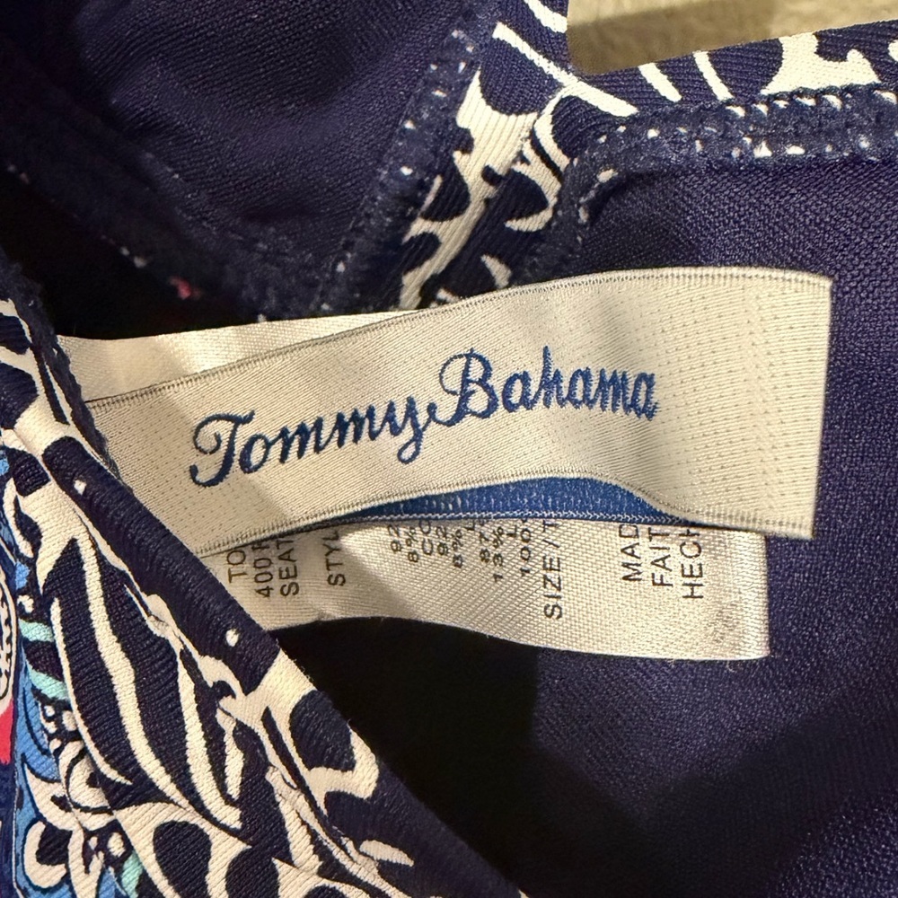 Tommy Bahama Paisley Tankini Swim Top Pink Blue Tropical Women’s Small - Picture 2 of 10